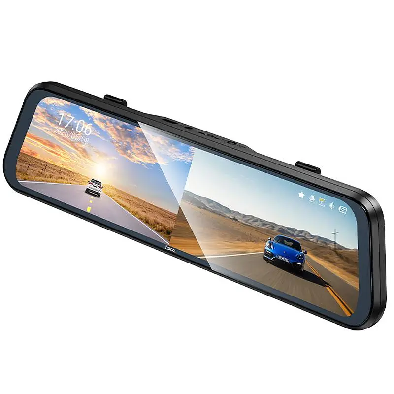 Автомобільний відеореєстратор дзеркало Hoco DV16 Dual-Channel Driving Recorder 1080p+720p Black - фото 5