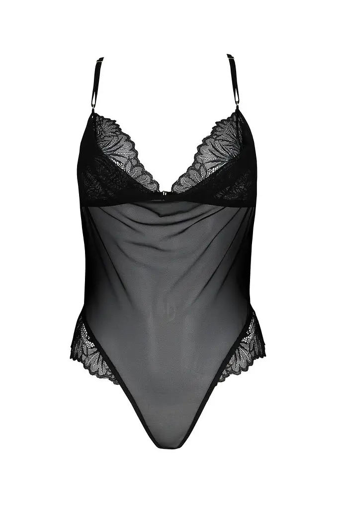 Сетчатое боди с кружевным лифом Passion DELIENA Body L/XL black - фото 3
