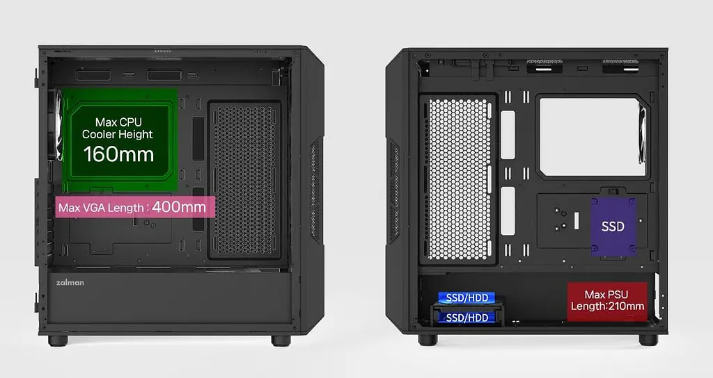 Корпус Zalman I3 Neo ARGB V2 из закаленного стекла без блока питания, черный (I3NEOARGBV2BLACK) - фото 13