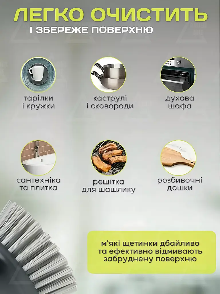 Економна щітка з дозатором мийного засобу та підставкою, сіра (4487492273) - фото 3