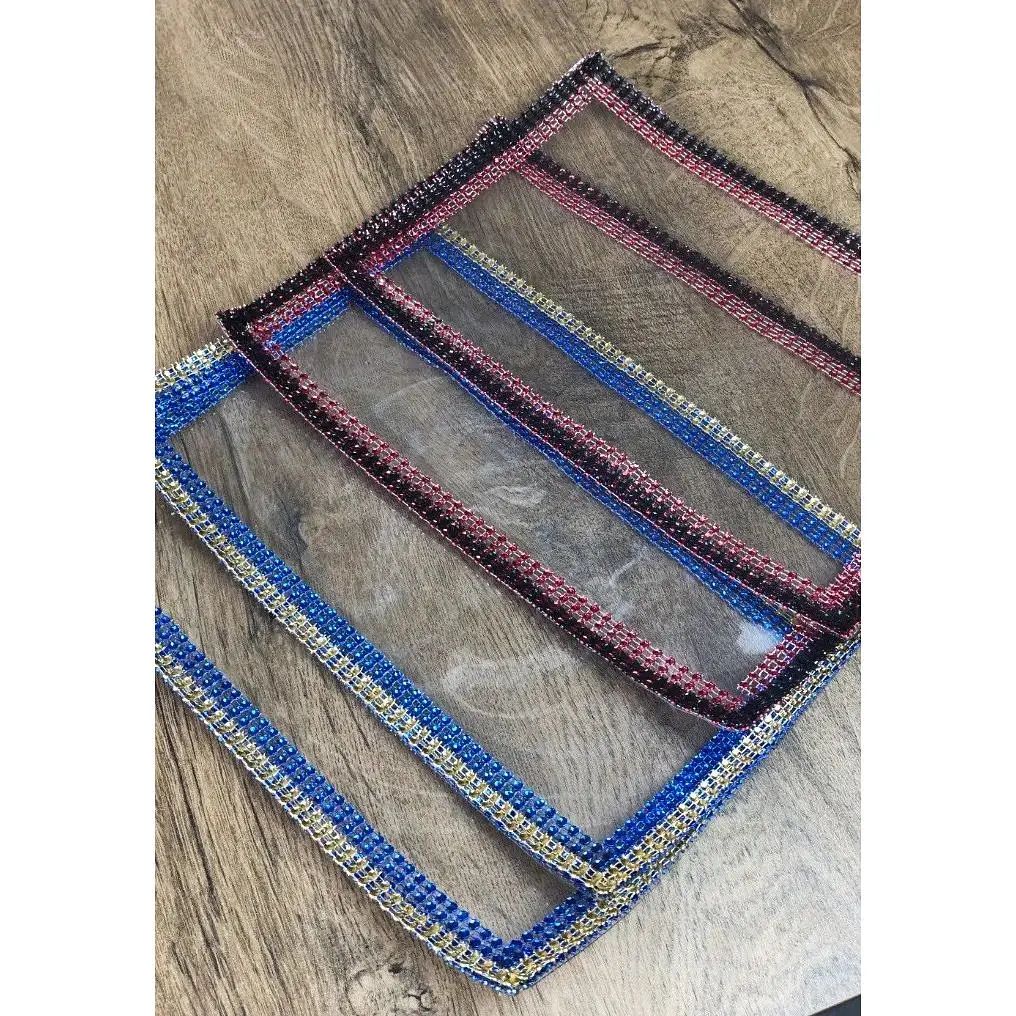 Подставки под столовый сервиз с красно-черной стразовой лентой 20х30 см - фото 2