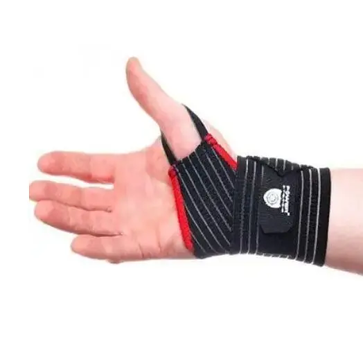 Кистьові бинти Power System PS-6000 Elastic Wrist Support Black/Red (пара) (PS-6000_Black) - фото 2