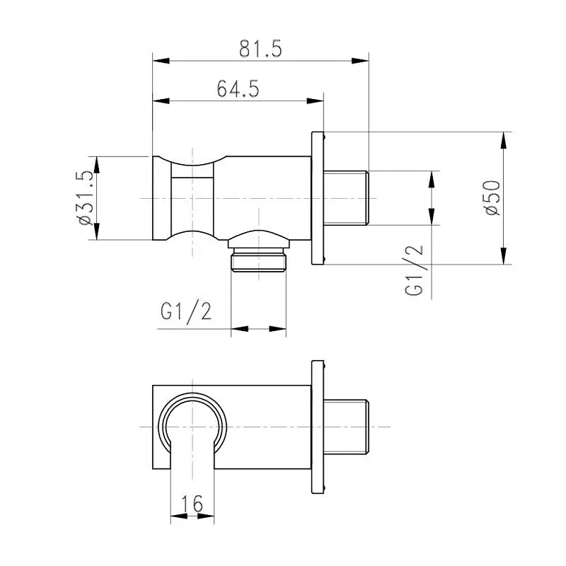 Підключення з тримачем для шлангу Qtap Spojeni округле QTCRMBH030 Chrome - фото 2