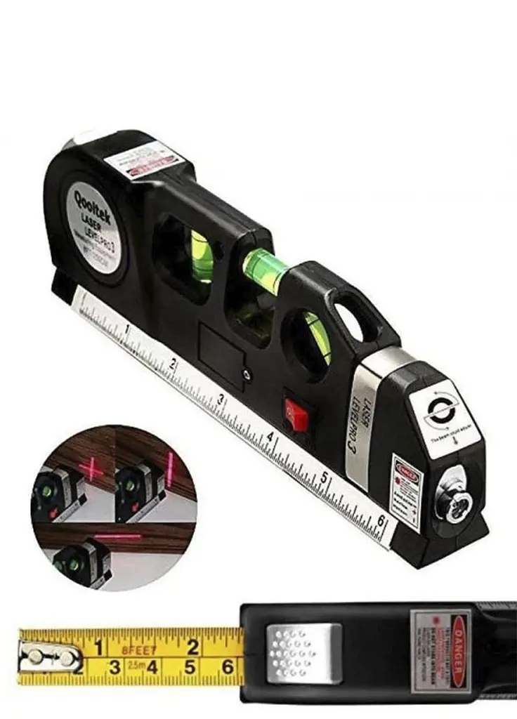Лазерний будівельний рівень 4 в 1 з рулеткою та лінійкою Laser Level Pro нивелир три лазерні лінії - фото 6