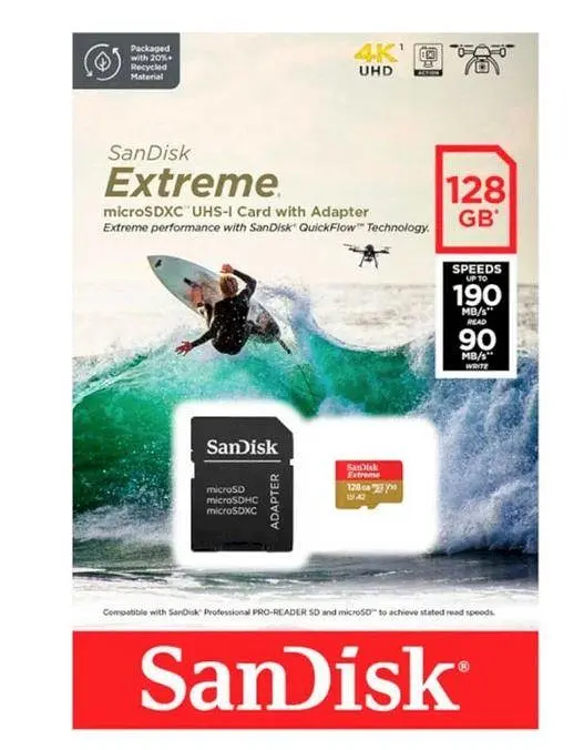 Карта памяти microSDXC SanDisk Extreme For Action Cams and Drones A2 128Gb V30 - фото 4