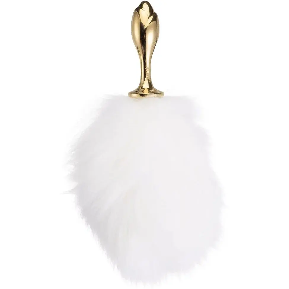 Металева анальна пробка Кролячий хвост Lockink Sevanda White Bunny-Tail Anal Rose-shape Plug - фото 6