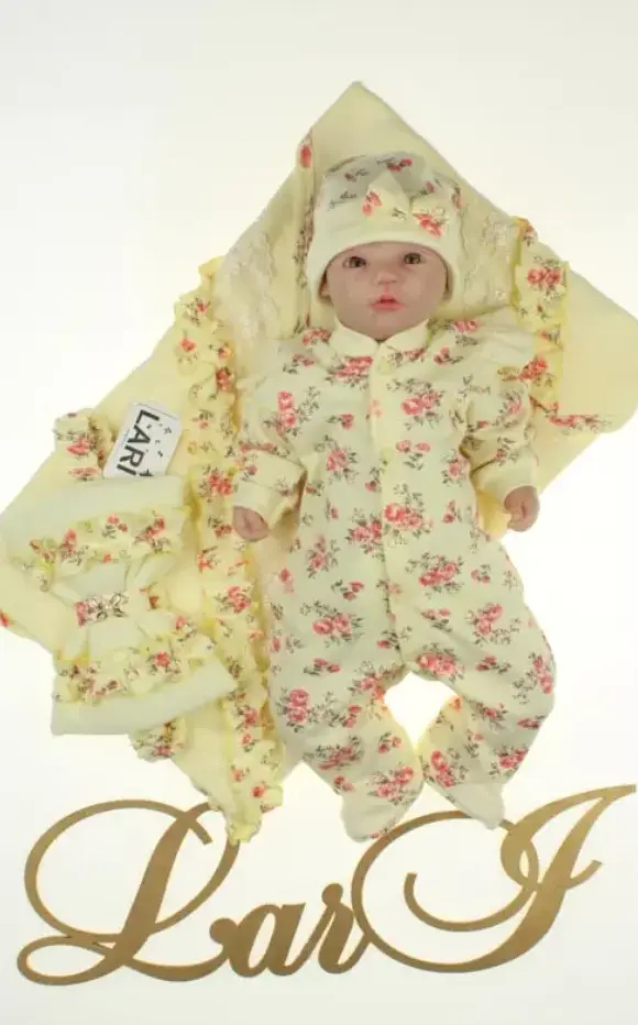 Літній набір на виписку з пологового для дівчинки (4 предмети) "Rose" зріст 56 см Lari Жовтий - фото 2