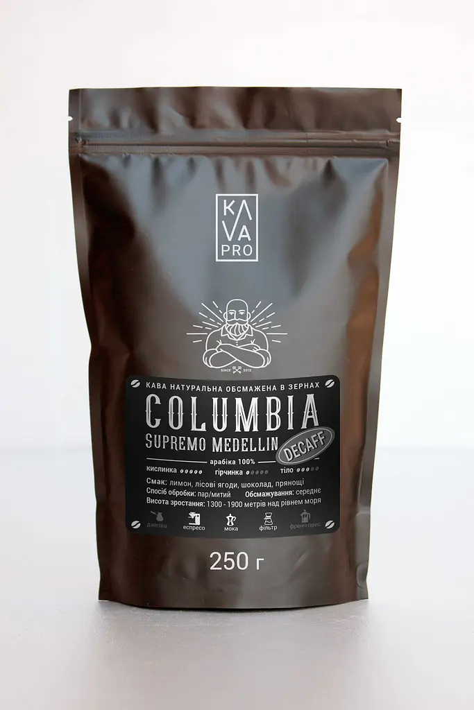Columbia Supremo Decaff кава мелена арабіка 0,25 кг