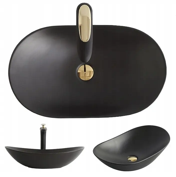Умивальник Rea Royal 60 black mat накладний чорний REA-U0442, Чорний матовий - фото 5