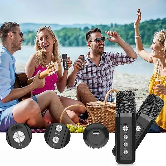 Бездротова акустика Grand з 2 мікрофонами Bluetooth Y1 караоке-система - фото 5