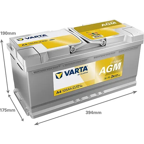 Акумулятор Varta Dynamic AGM 12В 105Аг 950А (EN) R+ (605901095) - фото 3