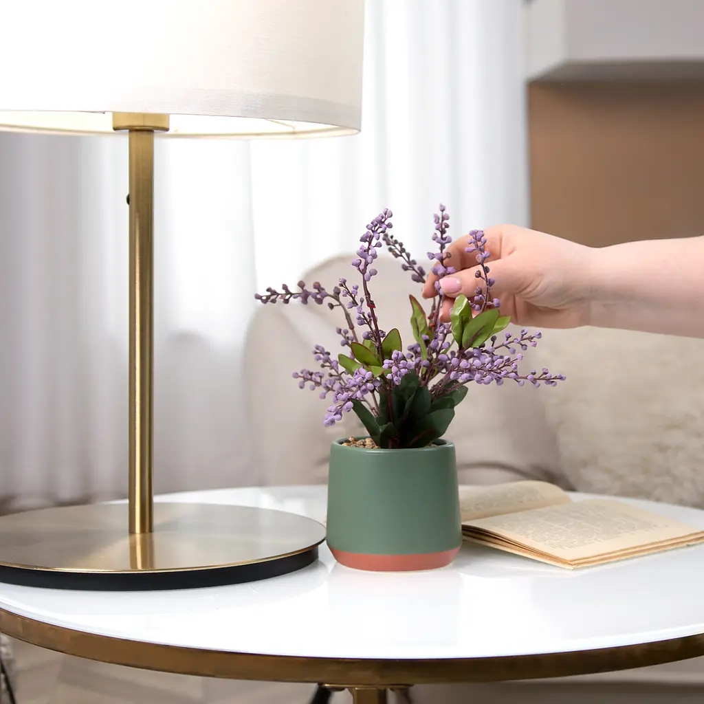 Горщик зі штучною рослиною МВМ My Home, 23 см, зелений (DH-FLOWERS-21 PURPLE/GREEN) - фото 5