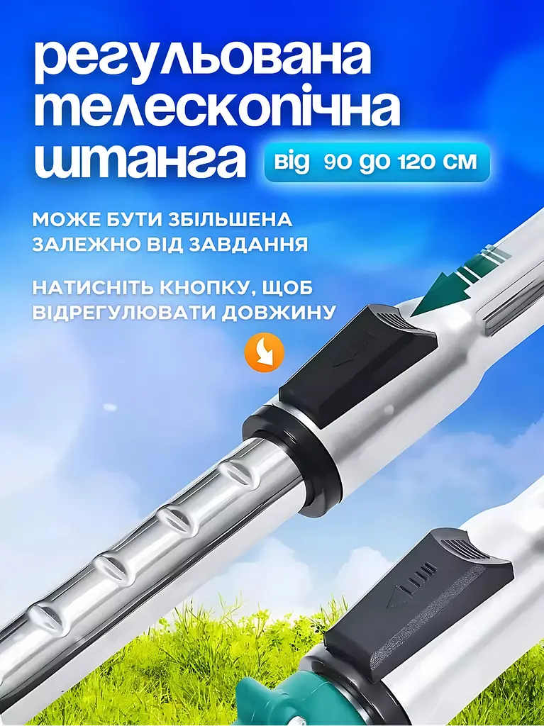Електрична газонокосарка, 2 акумулятори, 2000 мА-год, Тример садовий акумуляторний Блакитний (3187974247) - фото 5
