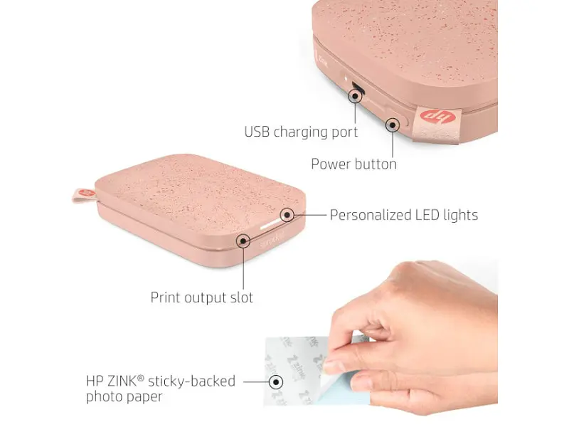 Портативний фотопринтер HP Sprocket 2x3 Blush Pink (ISPP) - фото 4