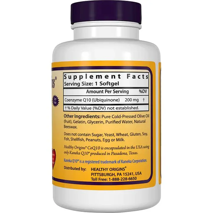 Натуральна добавка Healthy Origins CoQ10 Kaneka Q10, 200 mg 60 капсул - фото 2