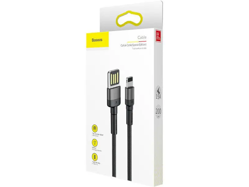 Кабель BASEUS Cafule Cable USB for Lightning Gray/Black 2м (CALKLF-HG1) - фото 2