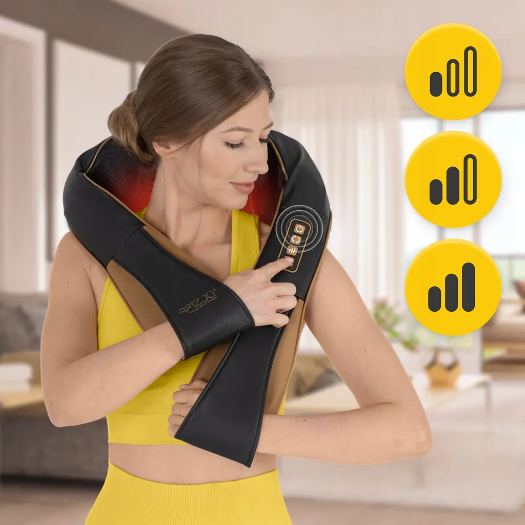 Накидка-масажер 4FIZJO Shiatsu Pro+ для шиї та спини Black/Gold (P-5907739312358) - фото 9