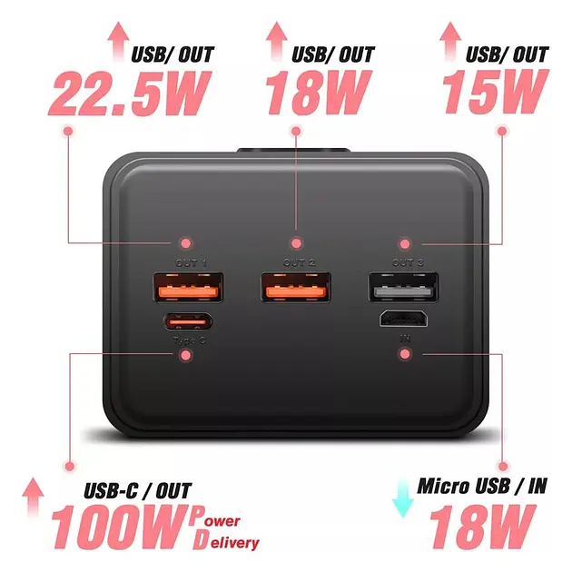 Портативна батарея - зовнішній акумулятор Proove Giant 40000mAh 100W чорний - фото 6