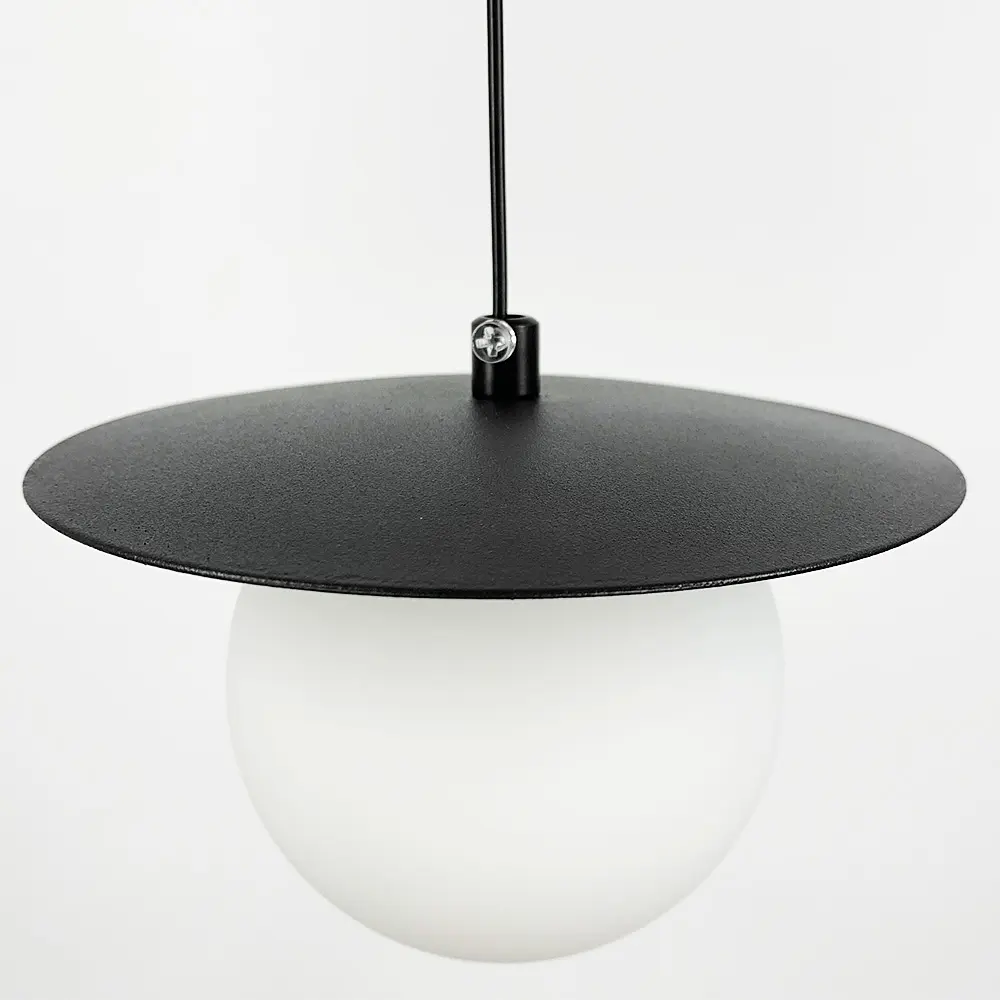 Удлиненная черная LED люстра с 2 светодиодными кругами и 2 плафона Line.F Длина 120 см - фото 6