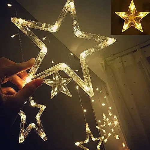Светодиодная гирлянда-штора звезды новогодняя гирлянда на окно 4 м 120 LED - фото 6