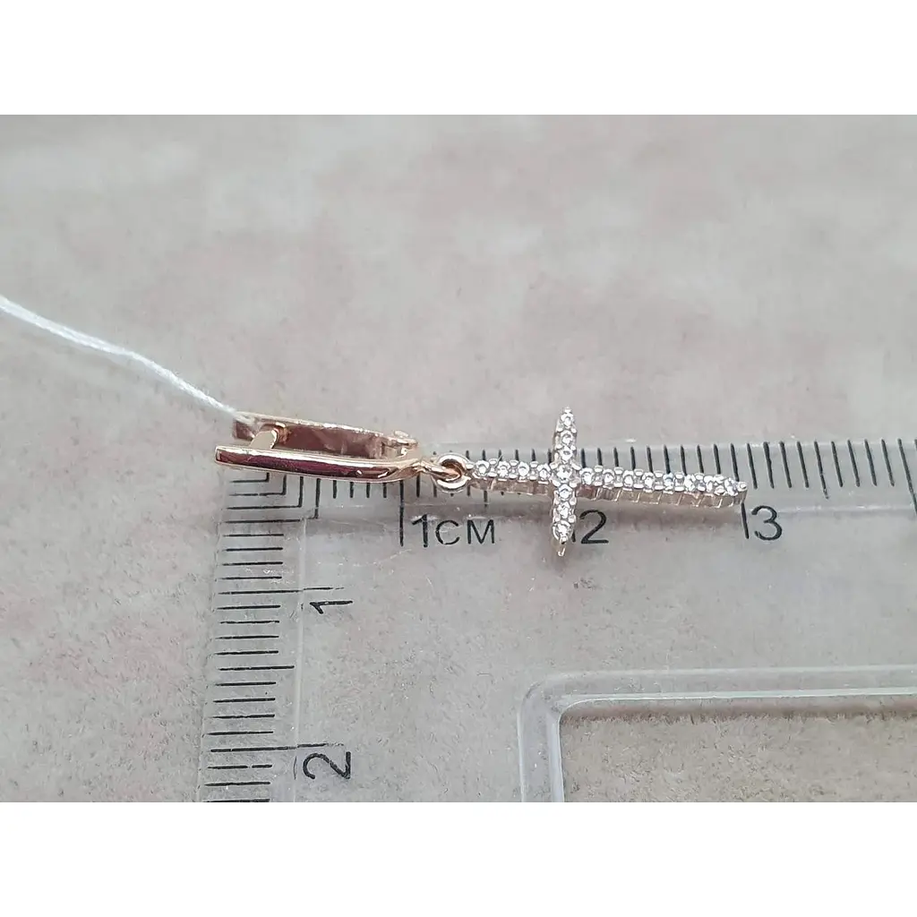 Золотые серьги Вселенная Крестики с фианитами. 21115101 - фото 3