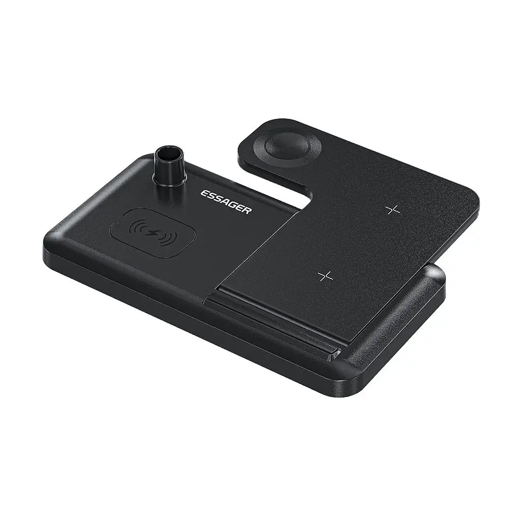 Зарядний пристрій Essager 4-in-1 wireless charger 15W foldable desktop black (EWXZM-JC01-Z) - фото 4