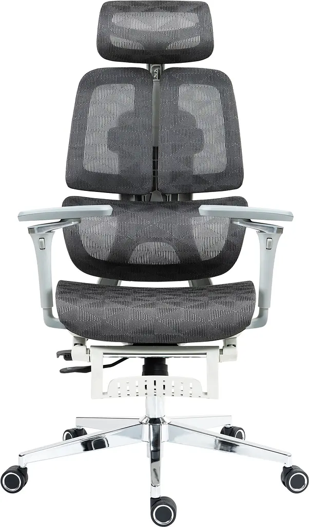Офісне ергономічне крісло GT Racer B-2450 White/Gray - фото 5
