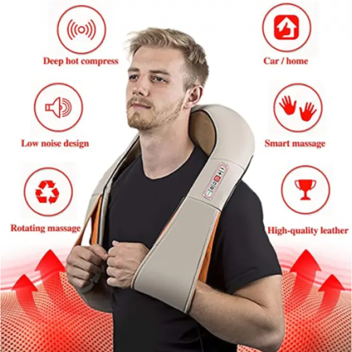 Роликовий 4D масажер для всього тіла з підігрівом 220V 12V Massager of Neck Kneading - фото 3
