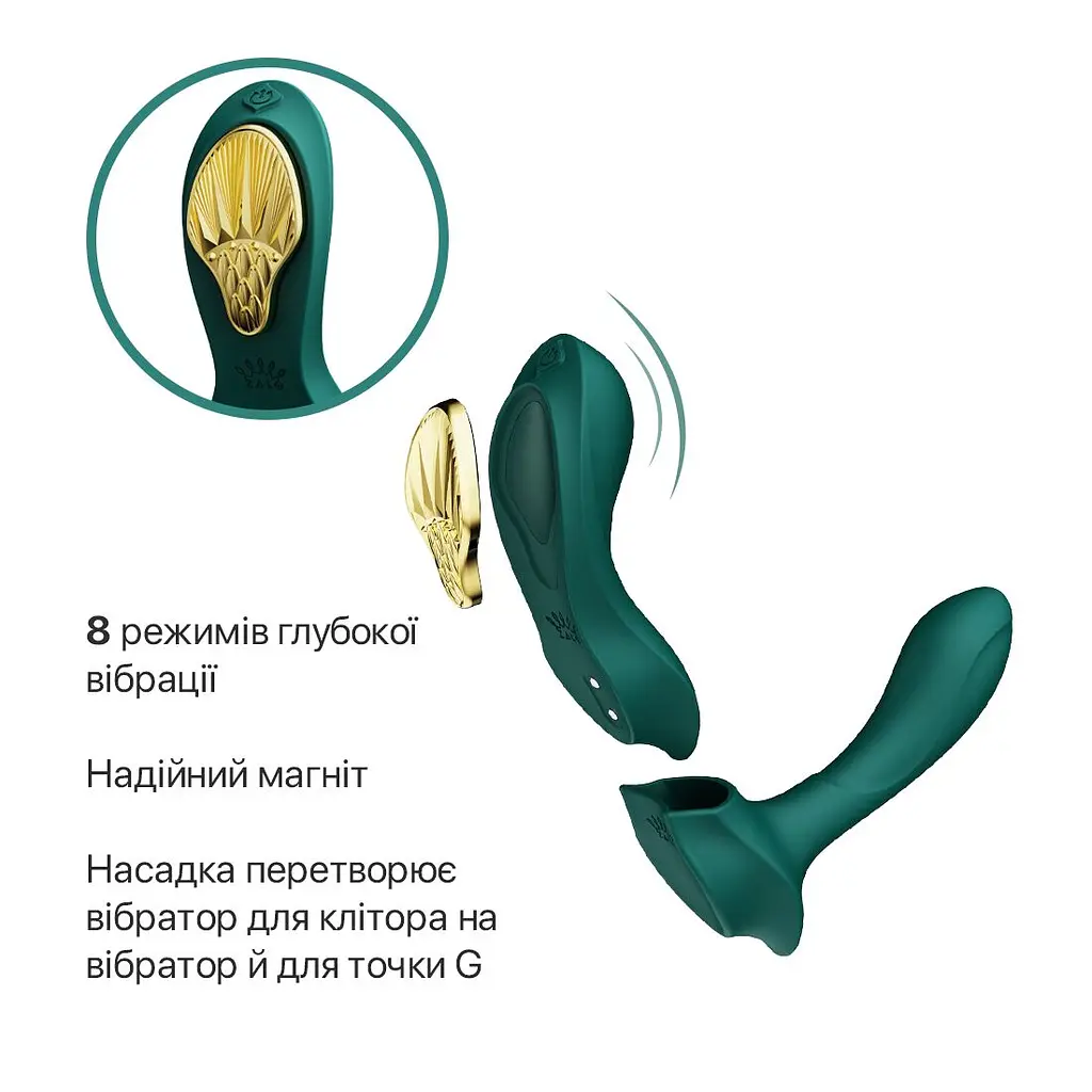 Смарт-вібратор у трусики Zalo - AYA Turquoise Green, насадка та пульт ДК - фото 4