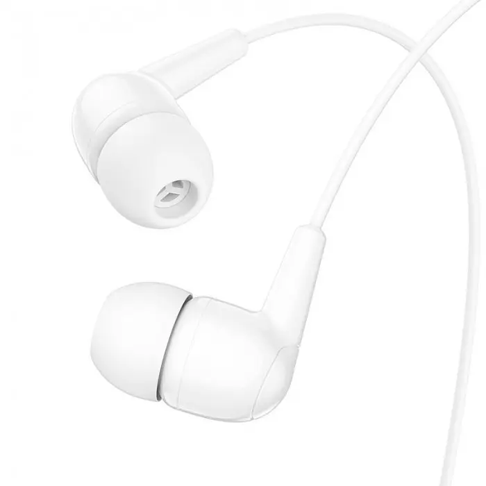 Проводные вакуумные наушники с микрофоном белые 3.5mm Hoco M97 Enjoy 1.2m - фото 3