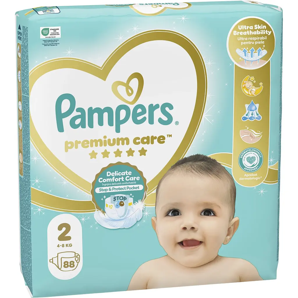 Підгузки Pampers Premium Care Розмір 2 (4-8 кг) 88 шт. - фото 2
