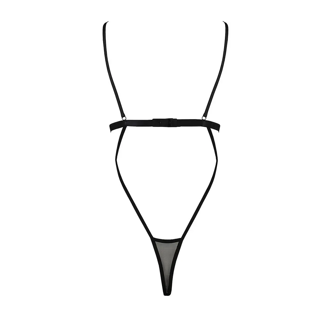 Боді-монокіні з відкритими грудьми Passion DIABOLINA BODY S/M, black - фото 4