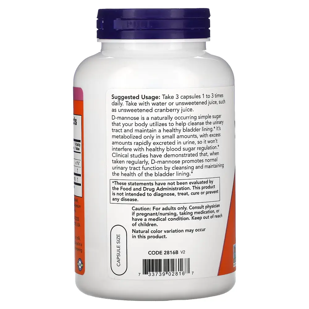 Натуральная добавка Now D-Mannose 500 mg 240 вегакапсул - фото 3
