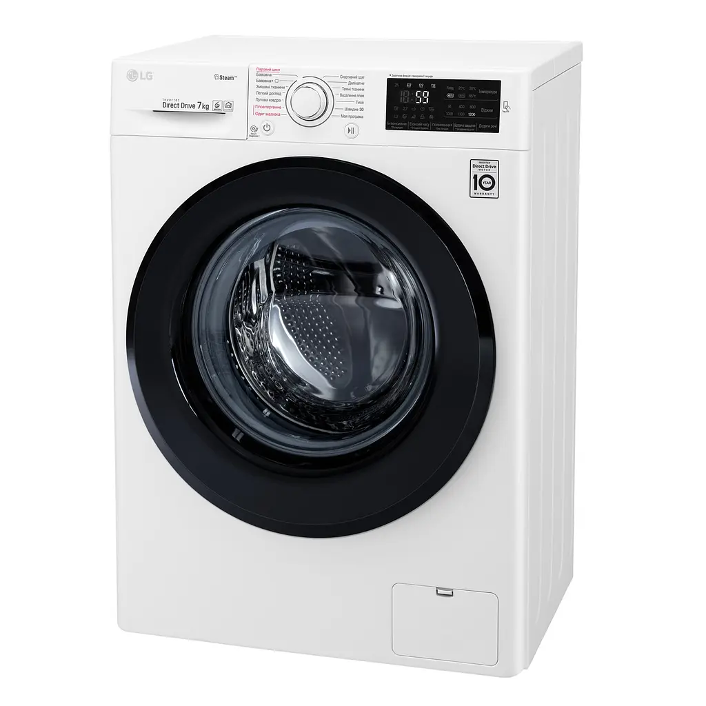 Пральна машина LG з фронтальним завантаженням F2J5HS6W, 7кг, 1200, A+++-10%, Пар, глибина 45см, Дисплей, Інвертор, Білий (F2J5HS6W) - фото 5