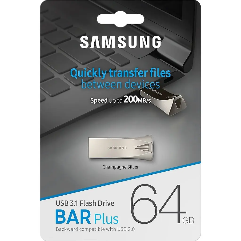 USB флеш-накопичувач Samsung Bar Plus 64GB USB-A 3.1 Champagne Silver (MUF-64BE3/APC) [124848] - фото 7