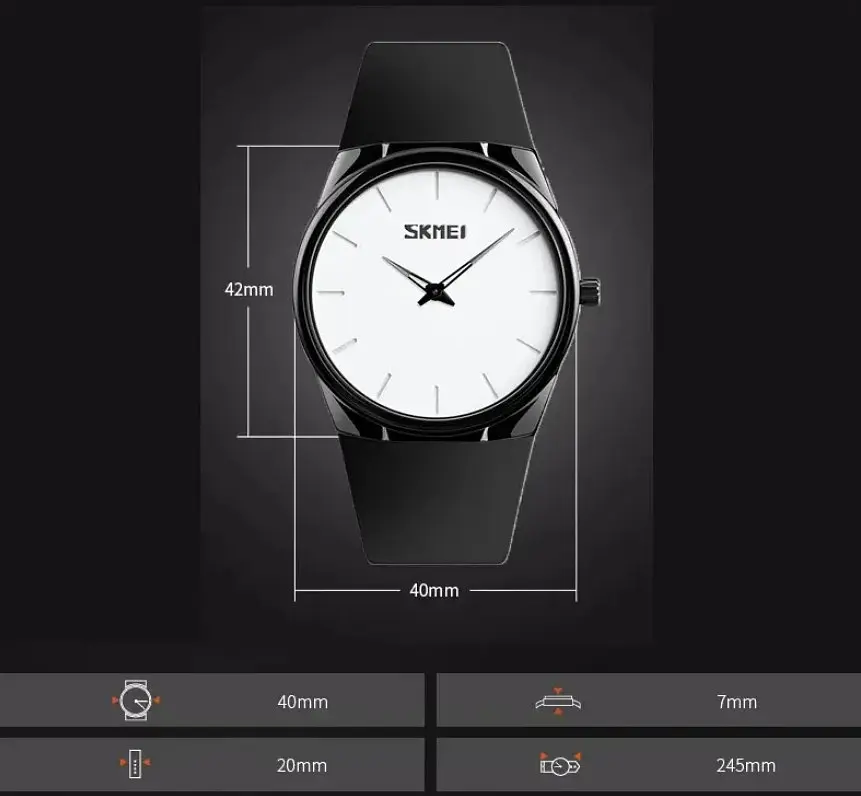 Наручний класичний годинник Skmei 1601S чорні - фото 3
