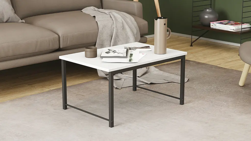 Стол журнальный приставной Терри Комбо Ferrum-decor 345x662x440 Черный металл ДСП Белый 16 мм (FRD-105136) - фото 4