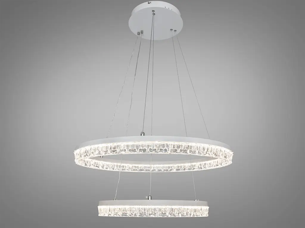 Підвісна LED-люстра Diasha MD78200/600+400WH, біла, 2 світлових кільця, Ø60 см, 85 W - фото 3
