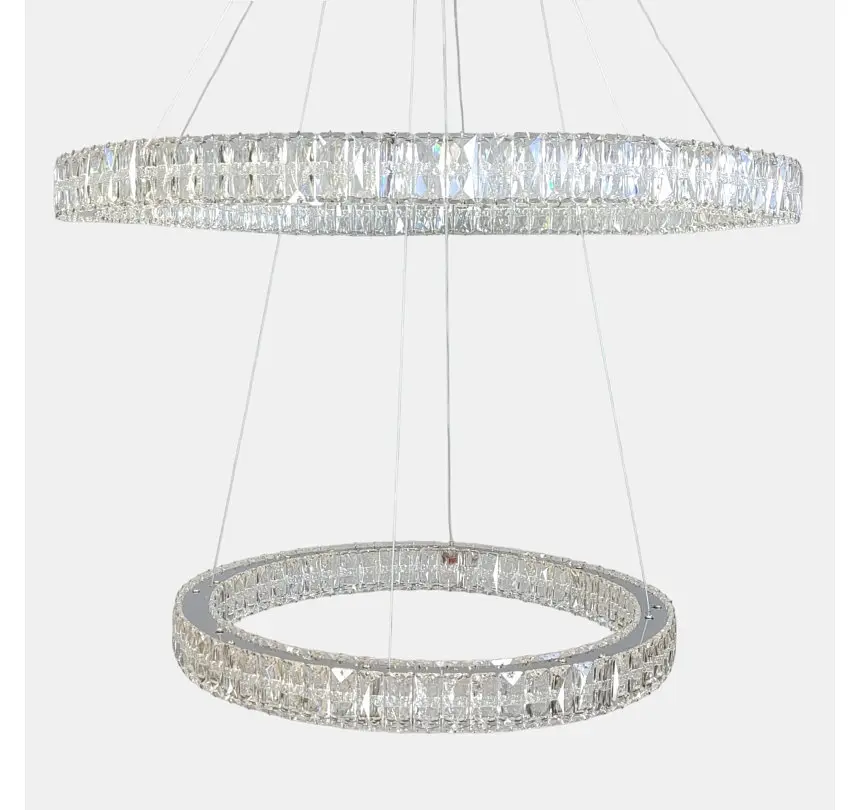 Двоярусна хромована кришталева LED люстра-кільця Artlight 8219-70+50CH - фото 4