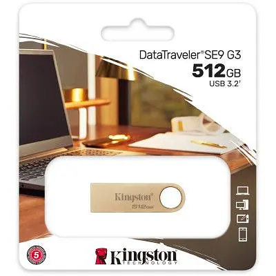 USB флеш накопитель Kingston 512GB DataTraveler SE9 G3 Gold USB 3.2 (DTSE9G3/512GB) - фото 5