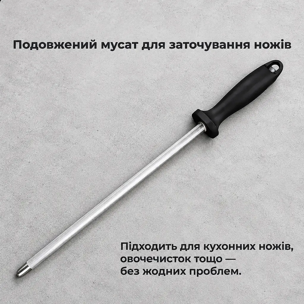 Мусат точило для заточування для ножів та ножиць 42 см Чорний 88661 - фото 3