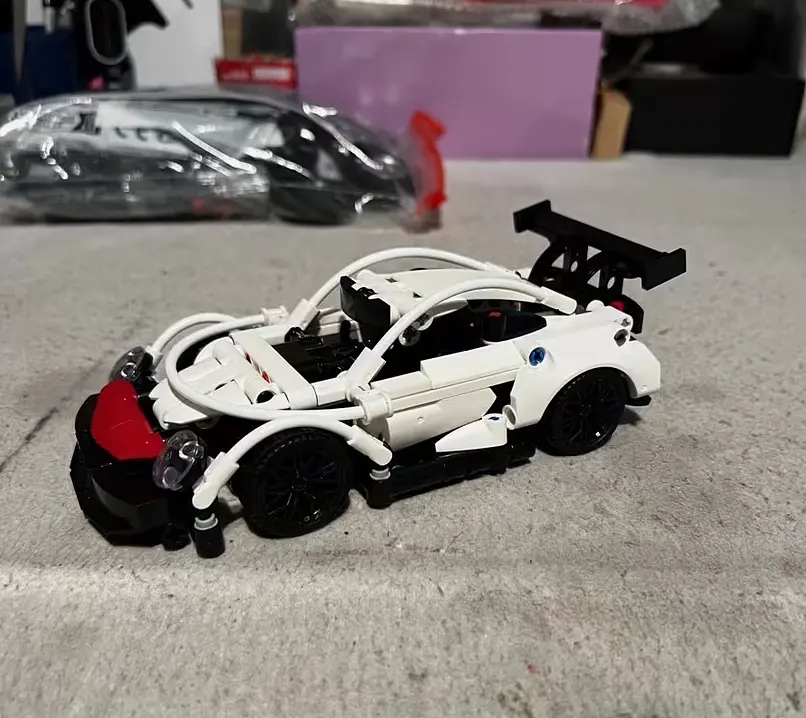 Конструктор Суперкар Porsche 911 19 см (428 деталей) — Чорно-біла DIY модель автомобіля - фото 4