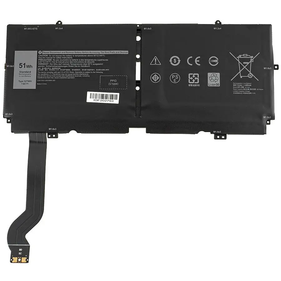 Батарея для ноутбука Dell 52TWH (XPS 13 7390 2-in-1) 7.6V 51Wh Чорний - фото 2