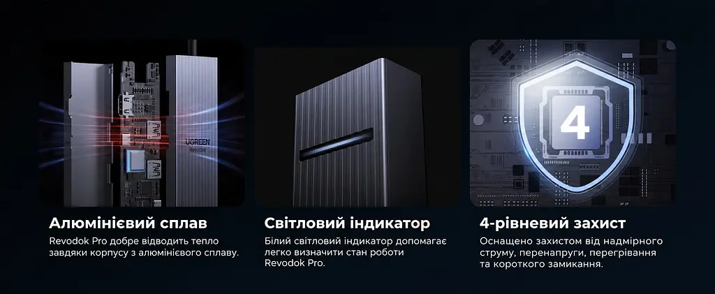 Док-станція UGREEN Revodok Pro CM828 хаб з підключенням до комп’ютера через USB-C 6 в 1 відеовихід HDMI 4K 60 Гц 2 USB-A та 1 USB-C для даних до 10 Гбіт/с Ethernet RJ45 до 1000 Мбіт/с вхід живлення USB-C PD 3.0 до 100 Вт із наскрізним заряджанням ноутбука до 85 Вт для HDMI потрібен USB-C комп’ютера з підтримкою відеовиходу дублювання екрана та розширення робочого столу з індикатором роботи вбудований кабель 0,3 м космічний сірий (45364) - фото 10