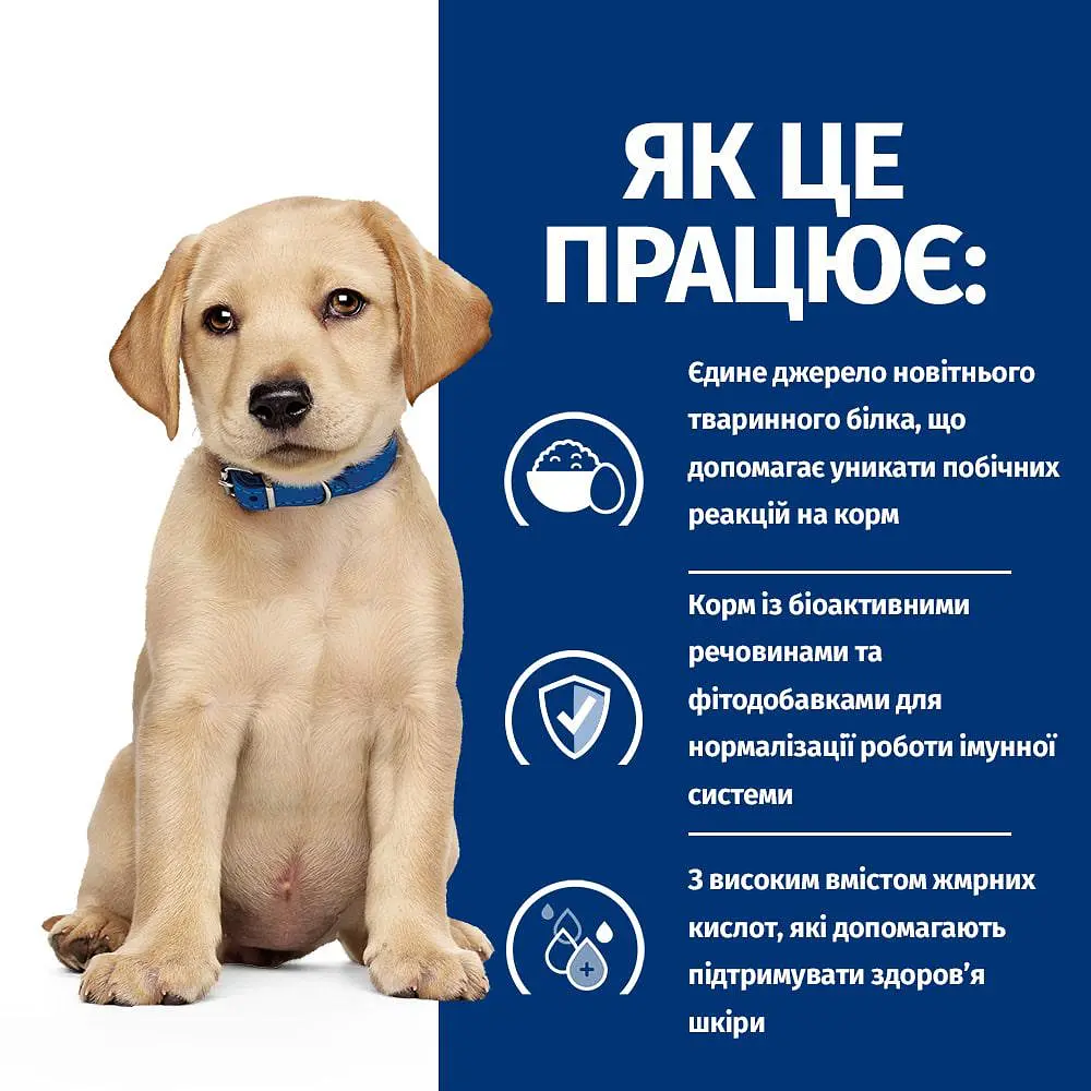 Сухий корм для цуценят Hill’s Prescription Diet Derm Complete при харчовій алергії та атопічному дерматиті, з рисом і яйцем, 12 кг - фото 2