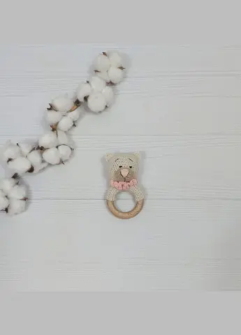 Брязкальце ручної роботи "Ведмедик" a.l.babybox Св Беж-рожевий