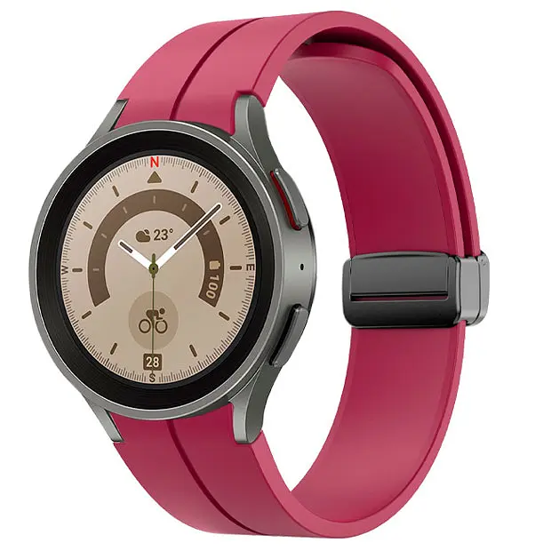 Ремешок для Samsung Galaxy Watch 4 Classic 42mm - темно-красный ширина крепления 20мм силикон Watchbands Cls-black (W33-9WB62202667) - фото 2