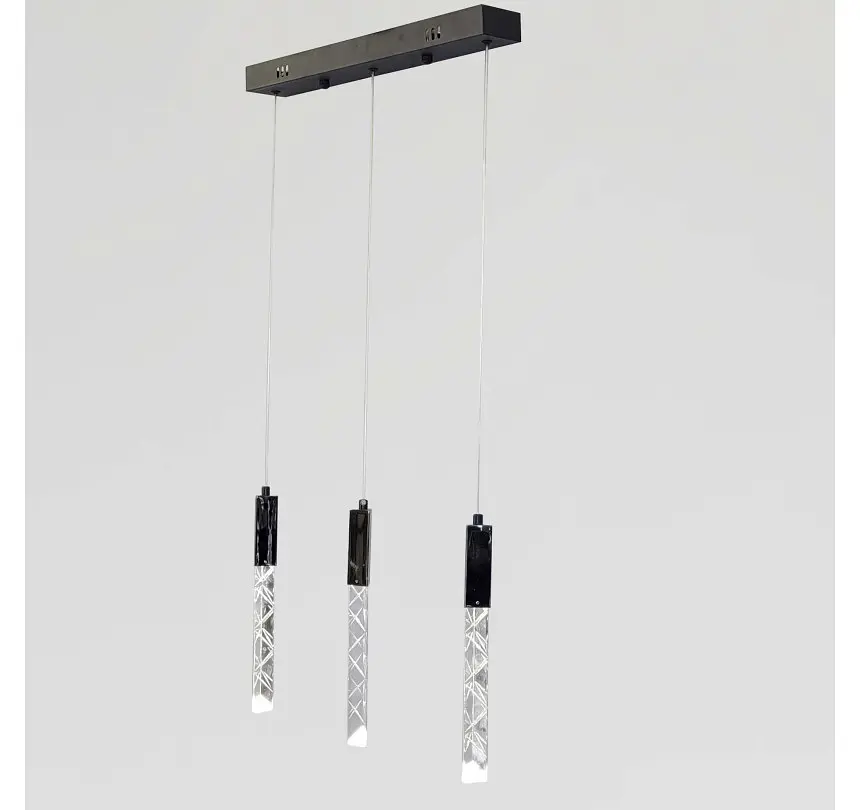 Чорна лінійна LED люстра на 3 скляні стрижні Artlight 2350/3BK - фото 3