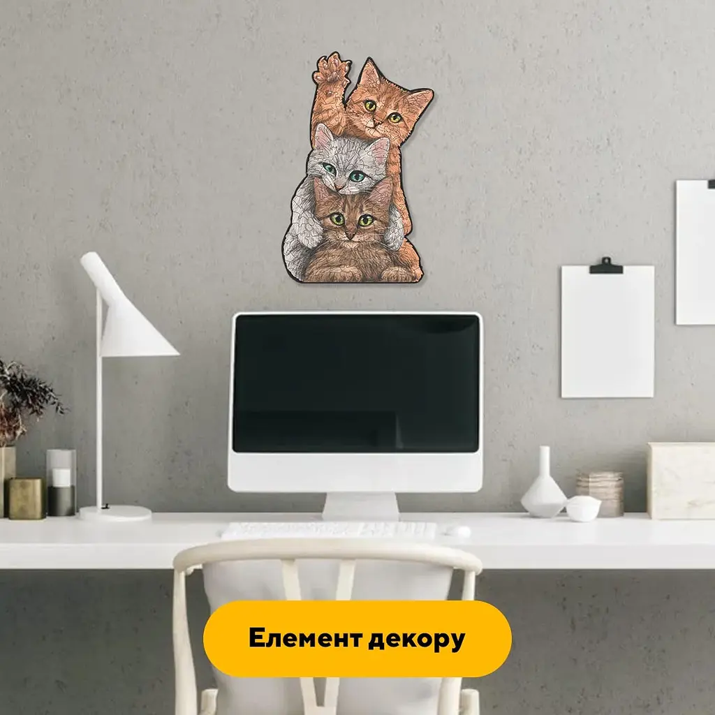 Пазл дерев'яний Котячі Забави, А4, Картонна коробка 100 елементів - фото 6