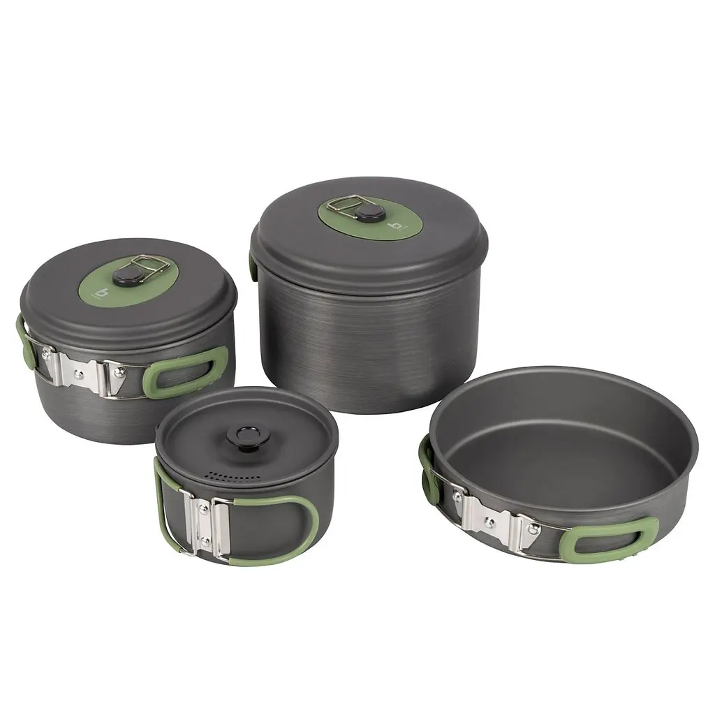 Набір посуду Bo-Camp Explorer 4 Pieces Hard Anodized Grey/Green (2200244) - фото 2